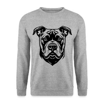 Staffordshire Bull Terrier Dog Head - Unisex Sweatshirt - salt & pepper - Front - Alina (178cm) & Michal (187cm)