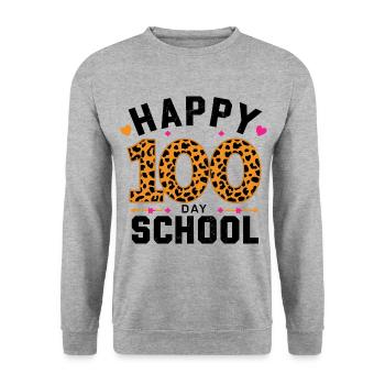Happy One Hundred Day School für eine Lehrer und - Unisex Pullover - Weißgrau meliert - Vorne - Alina (178cm) & Michal (187cm)