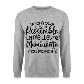 Cadeau Meilleure Mamounette - Cadeau Mamounette - Sweat-shirt Unisexe - gris chiné - Devant - Alina (178cm) & Michal (187cm)