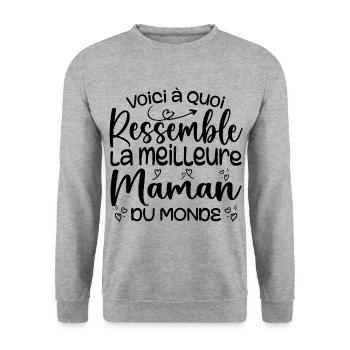 Cadeau Meilleure Maman du Monde Cadeau Super Maman - Sweat-shirt Unisexe - gris chiné - Devant - Alina (178cm) & Michal (187cm)