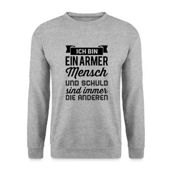 Schuld sind immer die anderen - Unisex Pullover - Weißgrau meliert - Vorne - Alina (178cm) & Michal (187cm)