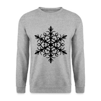 Schneeflocke - Winter - Unisex Pullover - Weißgrau meliert - Vorne - Alina (178cm) & Michal (187cm)