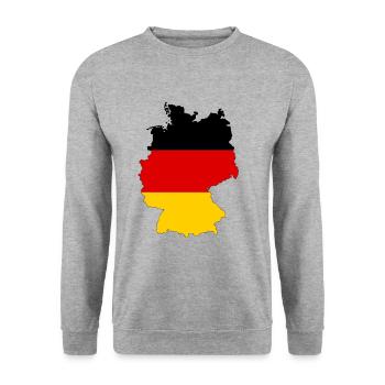 Deutschland Trikot - Unisex Pullover - Weißgrau meliert - Vorne - Alina (178cm) & Michal (187cm)