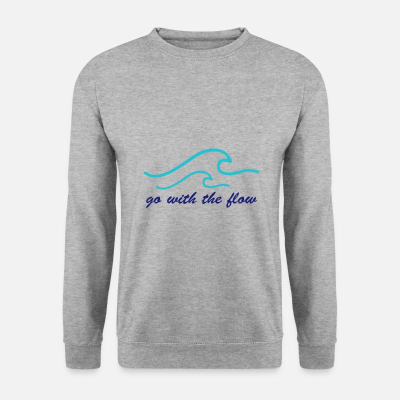 go with the flow "WELLE" - Unisex Pullover - Weißgrau meliert
