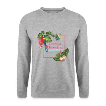 tropical paradise - Unisex Pullover - Weißgrau meliert - Vorne - Alina (178cm) & Michal (187cm)