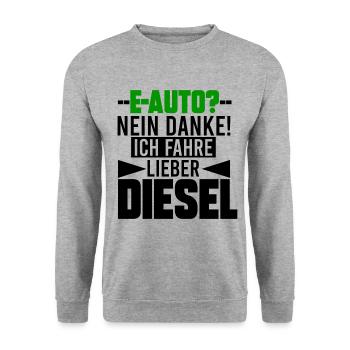 E- AUTO, GESCHENK - Unisex Pullover - Weißgrau meliert - Vorne - Alina (178cm) & Michal (187cm)