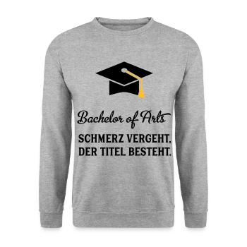 bachelorofarts - Unisex Pullover - Weißgrau meliert - Vorne - Alina (178cm) & Michal (187cm)