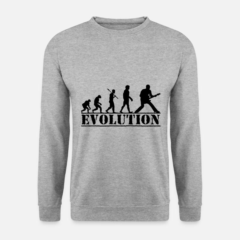 E-Gitarre Evolution Geschenk für Gitarristen - Unisex Pullover - Weißgrau meliert