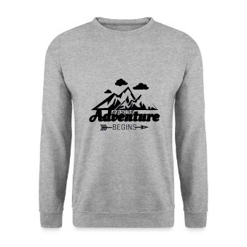 And so the Adventure begins - Unisex Pullover - Weißgrau meliert - Vorne - Alina (178cm) & Michal (187cm)