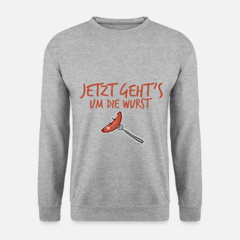 Um die Wurst. - Unisex Pullover - Weißgrau meliert