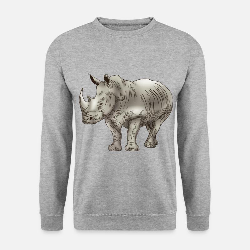 Nashorn Dickhäuter Rhino - Unisex Pullover - Weißgrau meliert
