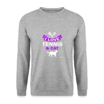 Cadeau d'amour de tennis chat sport - Sweat-shirt Unisexe - gris chiné - Devant - Alina (178cm) & Michal (187cm)