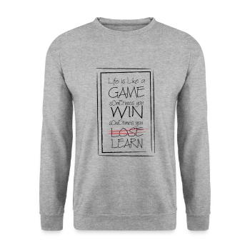Sagesse de la vie, vie, jeu - Sweat-shirt Unisexe - gris chiné - Devant - Alina (178cm) & Michal (187cm)