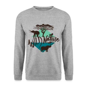 Wild Nature - Unisex Pullover - Weißgrau meliert - Vorne - Alina (178cm) & Michal (187cm)