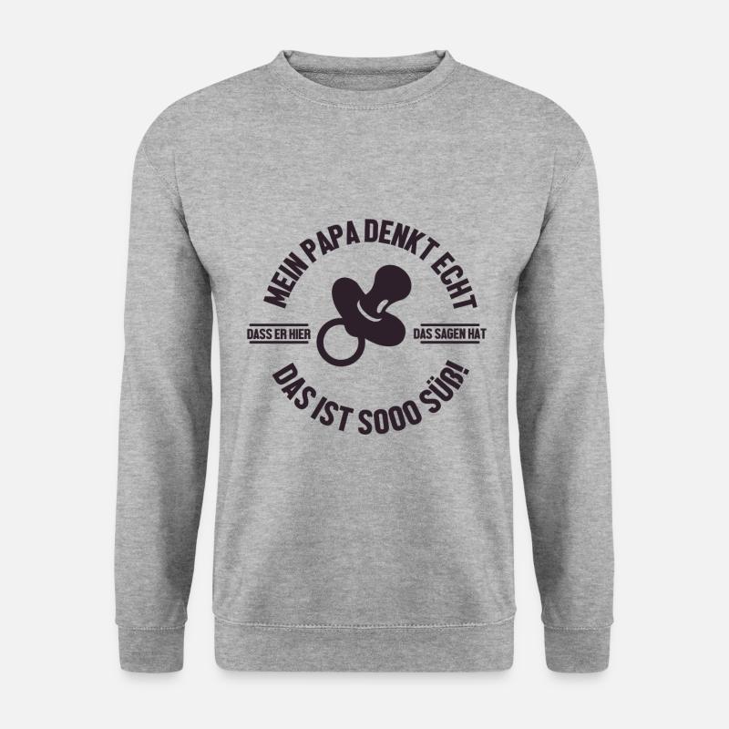 Papa - Baby - Vater - Unisex Pullover - Weißgrau meliert