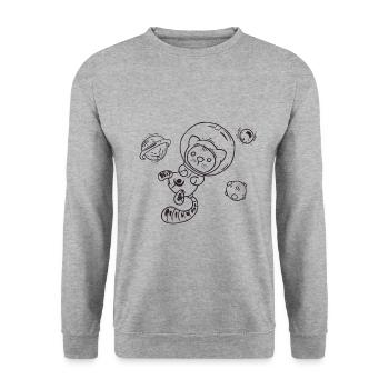 Chat dans l'espace - Sweat-shirt Unisexe - gris chiné - Devant - Alina (178cm) & Michal (187cm)