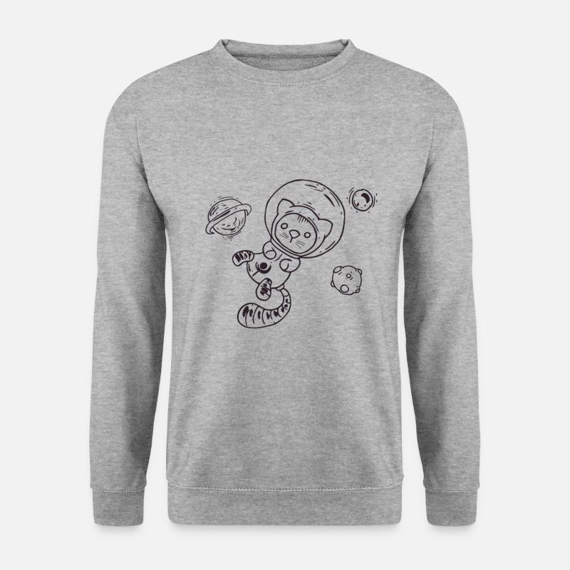 Cat in Space - Unisex Pullover - Weißgrau meliert