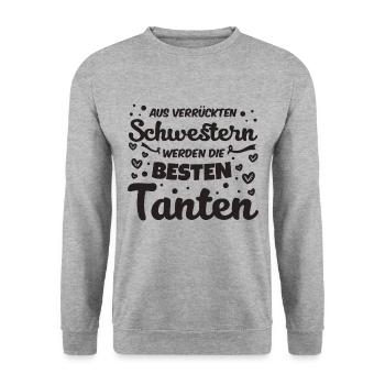 Schwester Tante - Unisex Pullover - Weißgrau meliert - Vorne - Alina (178cm) & Michal (187cm)