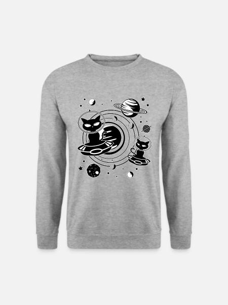 Alien Katze Cat Aliens Ufo Cool Geschenk Spruch - Unisex Pullover - Weißgrau meliert