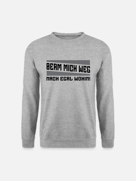 Beam Mich Weg Science Fiction Geburtstag Geschenk - Unisex Pullover - Weißgrau meliert