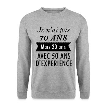 Cadeau anniversaire 70 ans - Sweat-shirt Unisexe - gris chiné - Devant - Alina (178cm) & Michal (187cm)