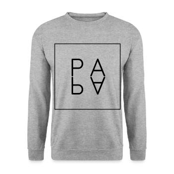 PAPA Vatertag Geschenkidee - Unisex Pullover - Weißgrau meliert - Vorne - Alina (178cm) & Michal (187cm)