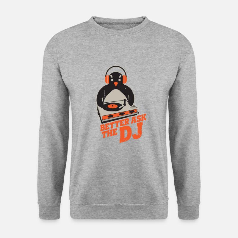 DJ Penguin - Unisex Pullover - Weißgrau meliert