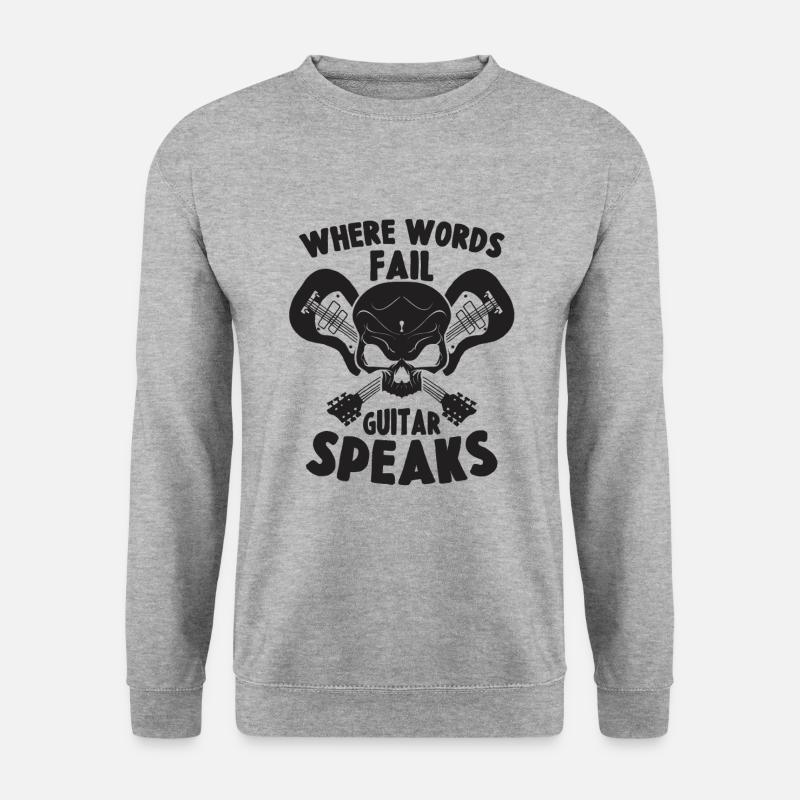 Guitar, Skull, Hardrock - Unisex Pullover - Weißgrau meliert