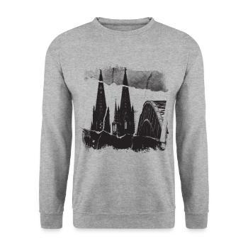 Kölner Dom Allemagne Cologne Skyline - Sweat-shirt Unisexe - gris chiné - Devant - Alina (178cm) & Michal (187cm)