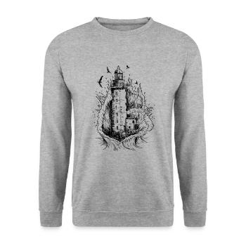 Lighthouse North Sea North German Lighthouses Coast - Unisex Sweatshirt - salt & pepper - Front - Alina (178cm) & Michal (187cm)