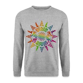 Kokopelli Duo - Sun Ornaments 2 - Sweat-shirt Unisexe - gris chiné - Devant - Alina (178cm) & Michal (187cm)