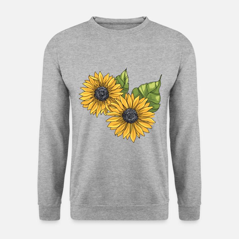 Sonnenblume Sonnenblumen - Unisex Pullover - Weißgrau meliert