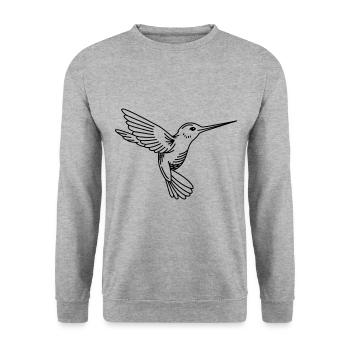 Dessin de colibri - Sweat-shirt Unisexe - gris chiné - Devant - Alina (178cm) & Michal (187cm)
