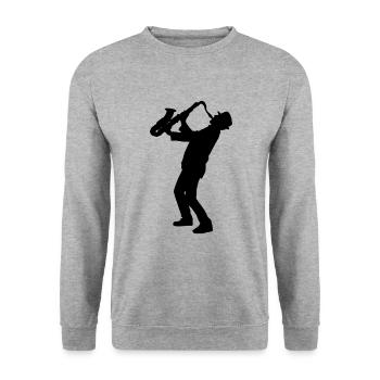 Saxophon Spieler Jazz Musik - Unisex Pullover - Weißgrau meliert - Vorne - Alina (178cm) & Michal (187cm)