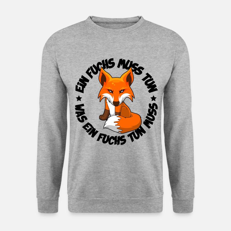 Ein Fuchs muss tun was ein Fuchs tun muss - Unisex Pullover - Weißgrau meliert