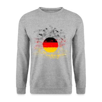 Deutschland Weltmeisterschaft Fussball - Unisex Pullover - Weißgrau meliert - Vorne - Alina (178cm) & Michal (187cm)