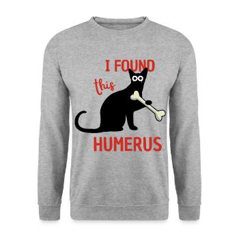 Lustige Katze - Unisex Pullover - Weißgrau meliert - Vorne - Alina (178cm) & Michal (187cm)