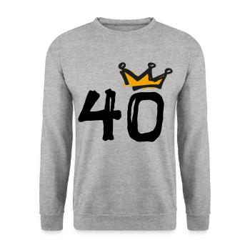 40. Geburtstag Krone - Unisex Pullover - Weißgrau meliert - Vorne - Alina (178cm) & Michal (187cm)