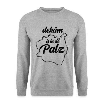 zuhause ist in der Pfalz - dehäm is in de Palz Ges - Unisex Pullover - Weißgrau meliert - Vorne - Alina (178cm) & Michal (187cm)
