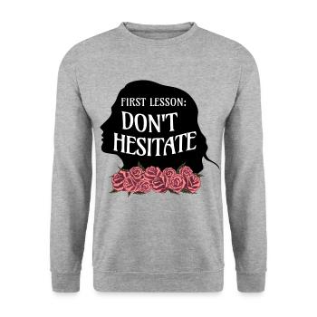 Rose Hathaway Quote "First lesson: Don't hesitate" - Unisex Sweatshirt - salt & pepper - Front - Alina (178cm) & Michal (187cm)