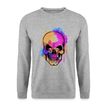 Fearful and beautiful watercolor skull design - Unisex Sweatshirt - salt & pepper - Front - Alina (178cm) & Michal (187cm)