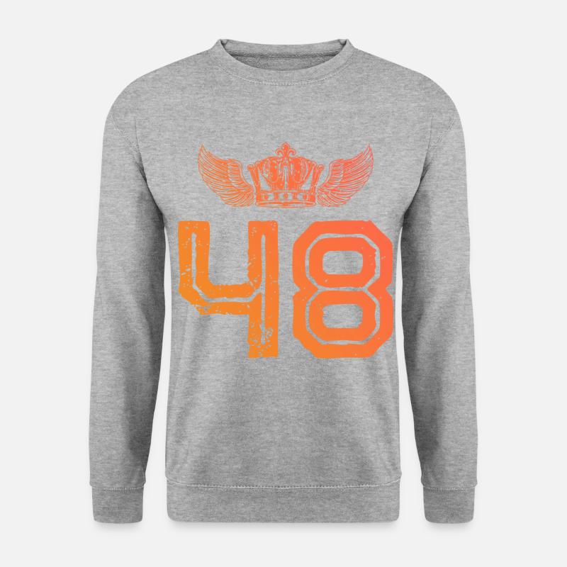 48 Zahl Krone - Unisex Pullover - Weißgrau meliert