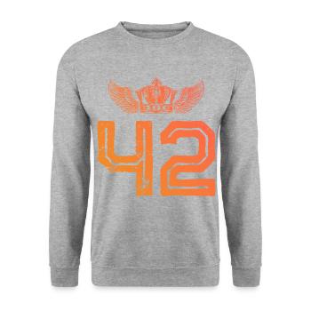 42 Number crown - Unisex Sweatshirt - salt & pepper - Front - Alina (178cm) & Michal (187cm)