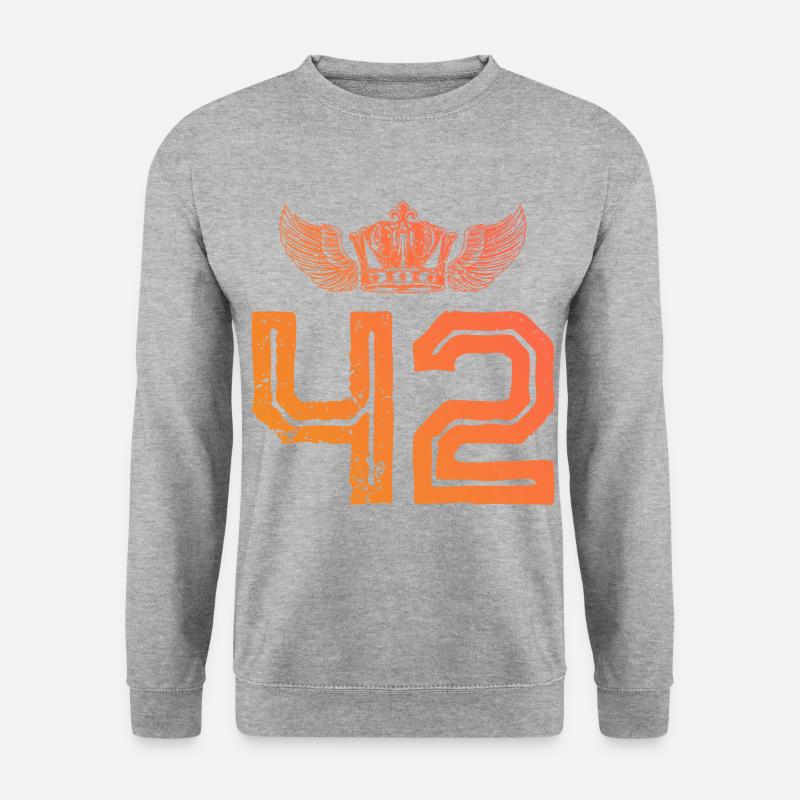 42 Zahl Krone - Unisex Pullover - Weißgrau meliert