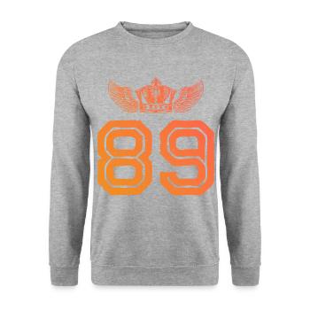 89 Number crown - Unisex Sweatshirt - salt & pepper - Front - Alina (178cm) & Michal (187cm)
