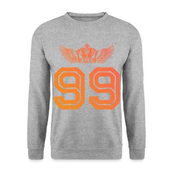 99 Couronne numérique - Sweat-shirt Unisexe - gris chiné - Devant - Alina (178cm) & Michal (187cm)