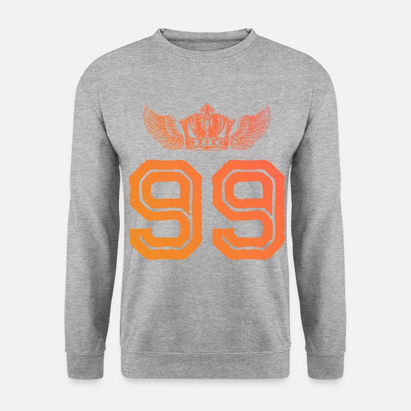 99 Zahl Krone - Unisex Pullover - Weißgrau meliert