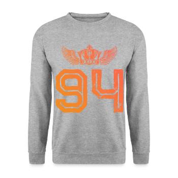 94 Couronne numérique - Sweat-shirt Unisexe - gris chiné - Devant - Alina (178cm) & Michal (187cm)