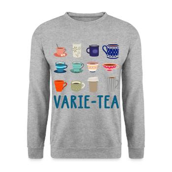 Varie-Tea Graphic Tea Drinker Cup Of Tea Brewing T - Unisex Pullover - Weißgrau meliert - Vorne - Alina (178cm) & Michal (187cm)