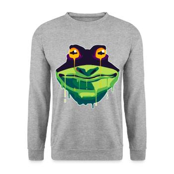 A Beautiful and Funny Frog Design - Unisex Sweatshirt - salt & pepper - Front - Alina (178cm) & Michal (187cm)